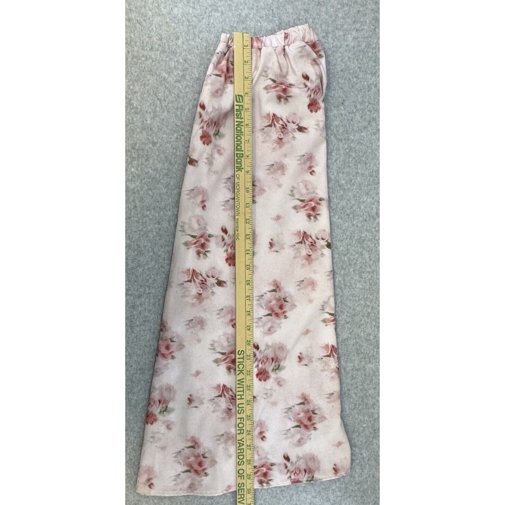 Pink Floral Skirt Womens Small Feminine Flowing Sheer Layer Over Satin Like Slip - Picture 5 of 10